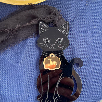 Personalized Black Cat Halloween Bag Tag