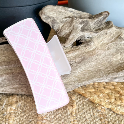 Pink Trellis Hair Claw | Preppy Pink & White Hair Clip | Coastal Hair Accessory | Large Acrylic Hair Claw