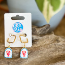  Preppy Lobster Drop Earrings | Gold Square Huggie Hoops | Red White & Blue Coastal Earrings | Outer Banks Jewelry