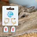  Preppy Lobster Drop Earrings | Gold Square Huggie Hoops | Red White & Blue Coastal Earrings | Outer Banks Jewelry