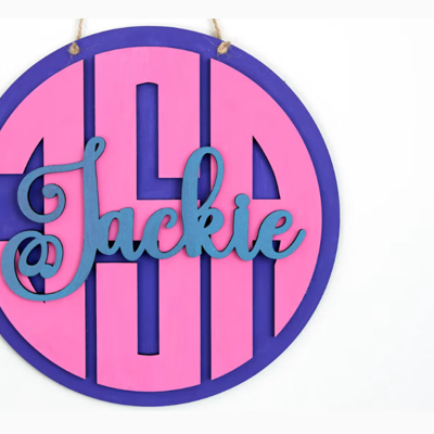 Monogram Name Room Decor Sign – Custom Painted Wood Gift