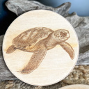 Loggerhead Sea Turtle  Outer Banks Wildlife Wood Coasters | Blue Crab, Oyster, Sea Turtle & Corolla Wild Horse | Engraved OBX Coaster Set
