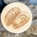 Eastern Oysters Outer Banks Wildlife Wood Coasters | Blue Crab, Oyster, Sea Turtle & Corolla Wild Horse | Engraved OBX Coaster Set