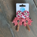  Pink Palm Tree Seed Beaded Earrings 