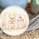 Lani  (Frenchie) October on the Coast Wood Coaster Set | Engraved Baltic Birch Coastal Fall Coasters | Cozy Fall Home