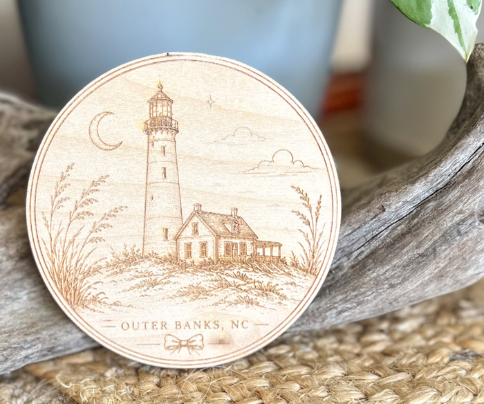 October on the Coast Wood Coaster Set | Engraved Baltic Birch Coastal Fall Coasters | Cozy Fall Home