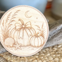 Pumpkins by the Sea October on the Coast Wood Coaster Set | Engraved Baltic Birch Coastal Fall Coasters | Cozy Fall Home
