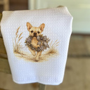 Frenchie Christmas Dog Wreath Waffle Weave Tea Towel