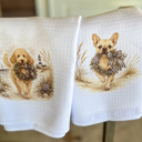  Christmas Dog Wreath Waffle Weave Tea Towel