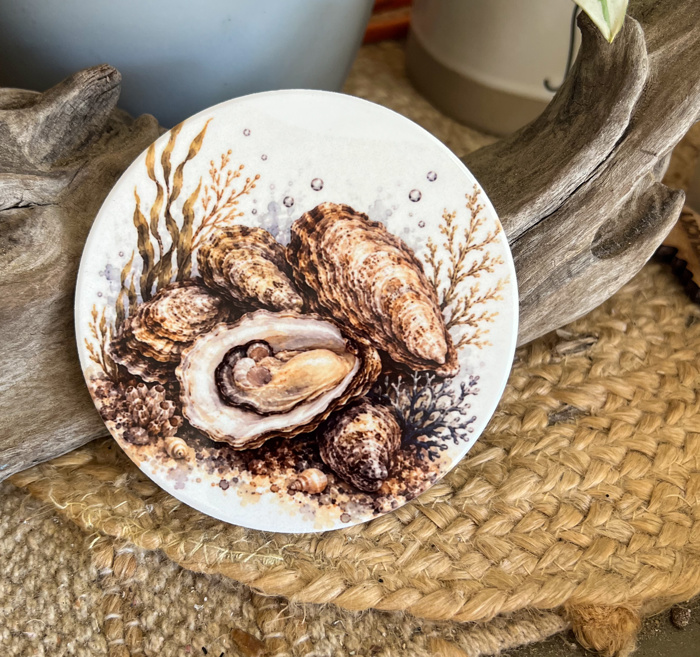 Coastal Wildlife Ceramic Coasters | Blue Crab, Oyster, Loggerhead & Corolla Wild Pony 