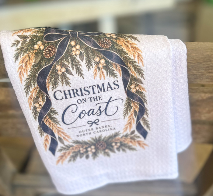 Christmas on the Coast Waffle-Weave Tea Towel