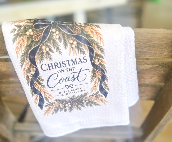 Christmas on the Coast Waffle-Weave Tea Towel