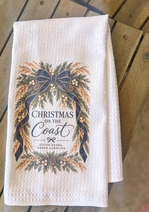Christmas on the Coast Waffle-Weave Tea Towel