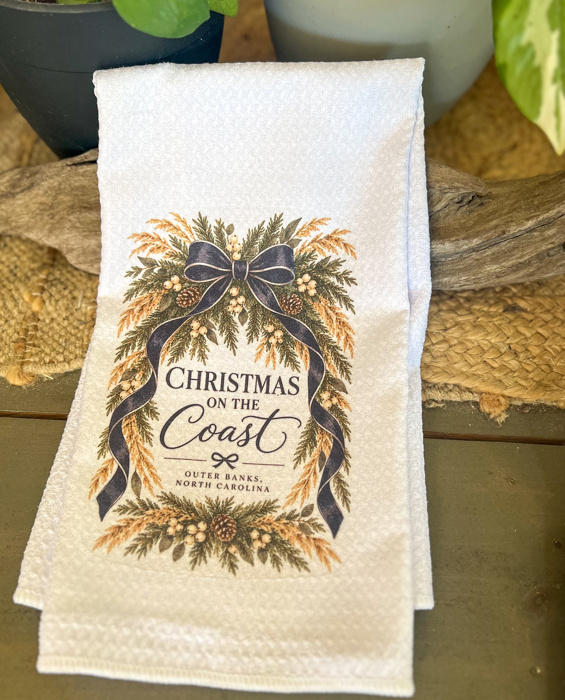 Christmas on the Coast Waffle-Weave Tea Towel