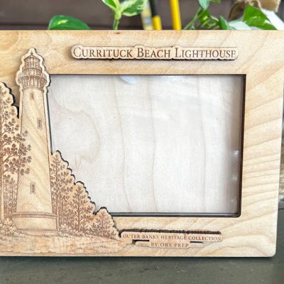Outer Banks Heritage Collection Photo Frame | Handmade Wooden Landmark Picture Frame | Engraved Baltic Birch Keepsake