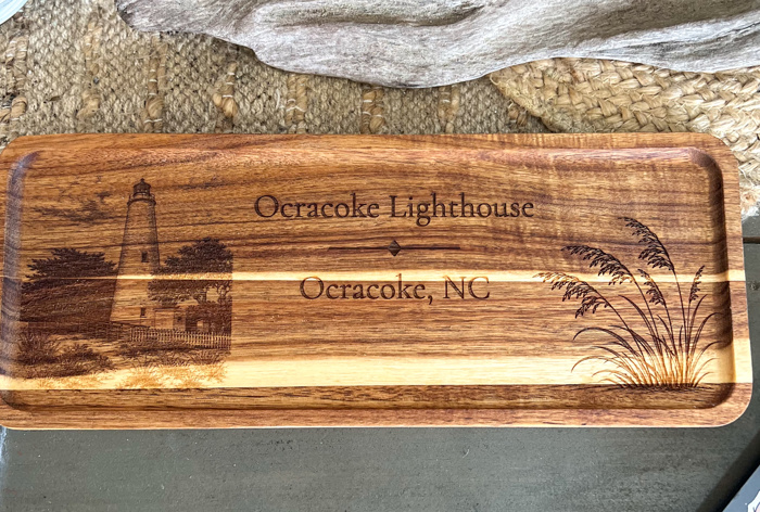 Outer Banks Lighthouse Acacia Serving Tray | Engraved OBX Heritage Coastal Gift
