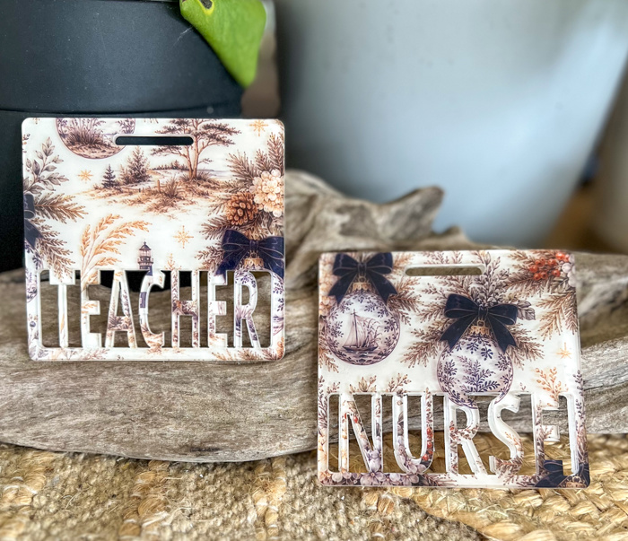 Coastal Christmas Badge Buddy | Nurse or Teacher Holiday ID Badge Backer | Custom Profession