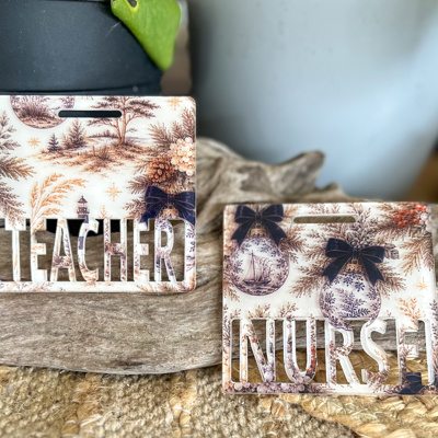 Coastal Christmas Badge Buddy | Nurse or Teacher Holiday ID Badge Backer | Custom Profession
