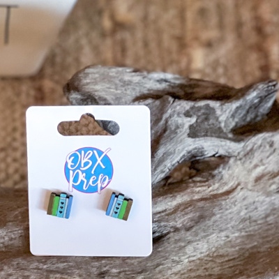 Hand-Painted Book Stack Stud Earrings – Birch Wood Earrings for Book Lovers & Teachers