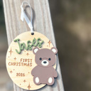  Personalized Baby’s First Christmas Teddy Bear Ornament | Wood and Acrylic Baby Keepsake