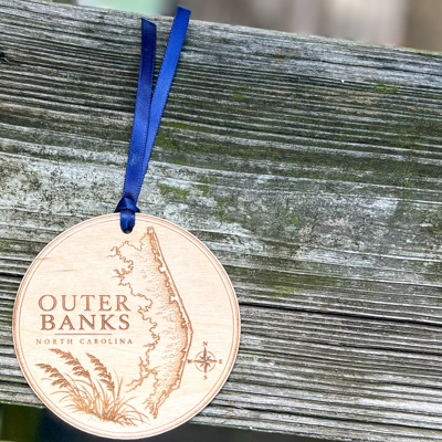 Outer Banks Map Ornament | Engraved OBX North Carolina Wooden Christmas Ornament
