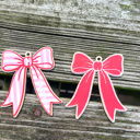  Personalized Bow Christmas Ornament, Pink and Red Preppy Ornament, Striped Acrylic Bow, Custom Name Christmas Keepsake