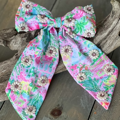 Charming Charleston Faux Pearl and Rhinestone Beaded Bow Hair Clip - Spring Preview Fresh Styles