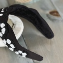 Black Soccer Seed Beaded Team Spirit Top Knot Headband