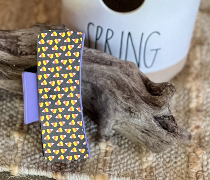 Candy Corn Halloween Hair Claw- Printed Acrylic Clip
