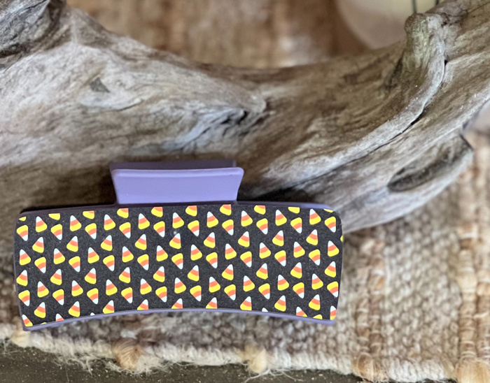 Candy Corn Halloween Hair Claw- Printed Acrylic Clip