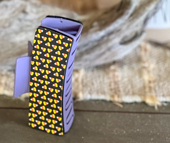 Candy Corn Halloween Hair Claw- Printed Acrylic Clip