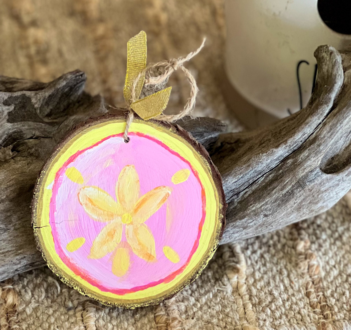 Hand-Painted Coastal Ornament Set | Grandmillennial Preppy Christmas Decor | OBX Handmade Wood Slices