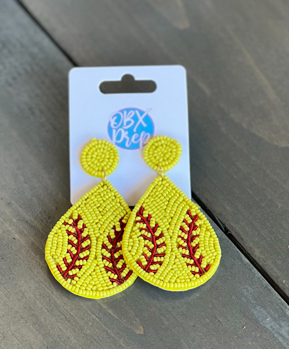 Handmade Seed Bead Baseball & Softball Dangle Earrings ⚾🥎 