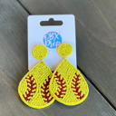 Softball Teardrop Earrings Handmade Seed Bead Baseball & Softball Dangle Earrings ⚾🥎 
