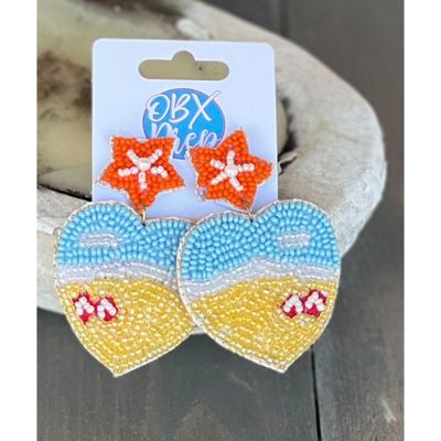 Beach Love Starfish Seed Bead Dangle Earrings- OBX Style Coastal Grandmother