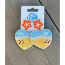  Beach Love Starfish Seed Bead Dangle Earrings- OBX Style Coastal Grandmother