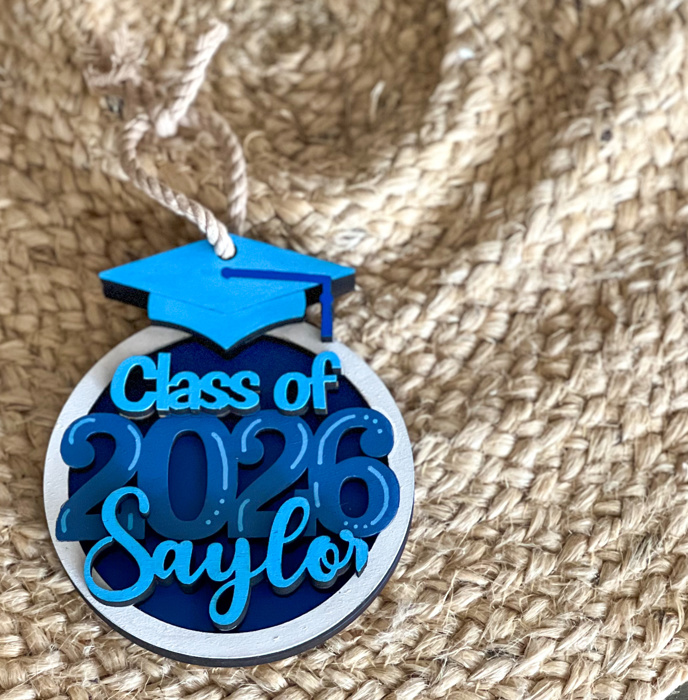Custom Graduation Ornament – Personalized Name, Year & School Colors | Handmade OBX Keepsake Gift