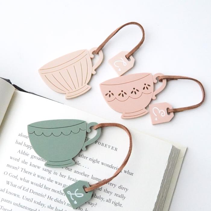 Personalized Teacup Bookmark | Scalloped Tea Cup Page Marker with Initial
