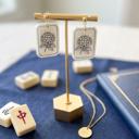  Mahjong Tile Earrings | Pearl Ivory Acrylic | Gold Stud Earrings | Handmade Mahjong Jewelry