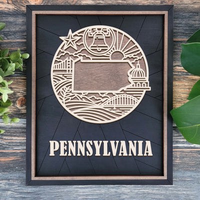 State Heritage Collection – Handcrafted Wooden State Signs & Ornaments | 52 Designs Including All 50 States, Puerto Rico & Guam