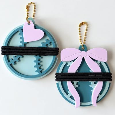 Set of 2 Personalized Hair Tie Holder Keychains - Sports
