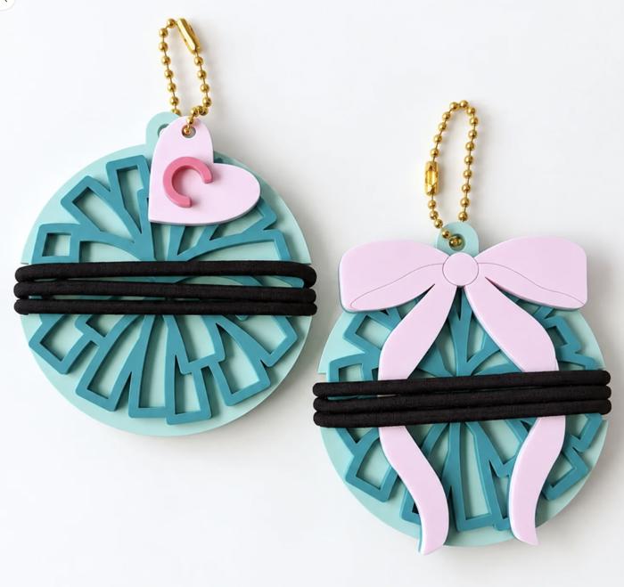 Set of 2 Personalized Hair Tie Holder Keychains - Sports