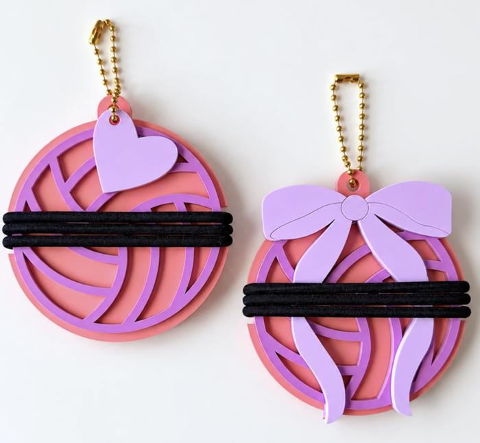 Set of 2 Personalized Hair Tie Holder Keychains - Sports