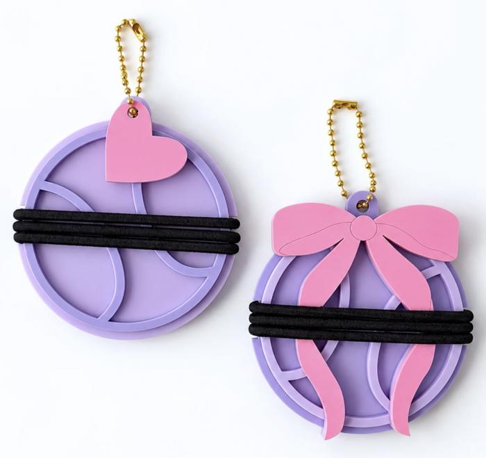 Set of 2 Personalized Hair Tie Holder Keychains - Sports