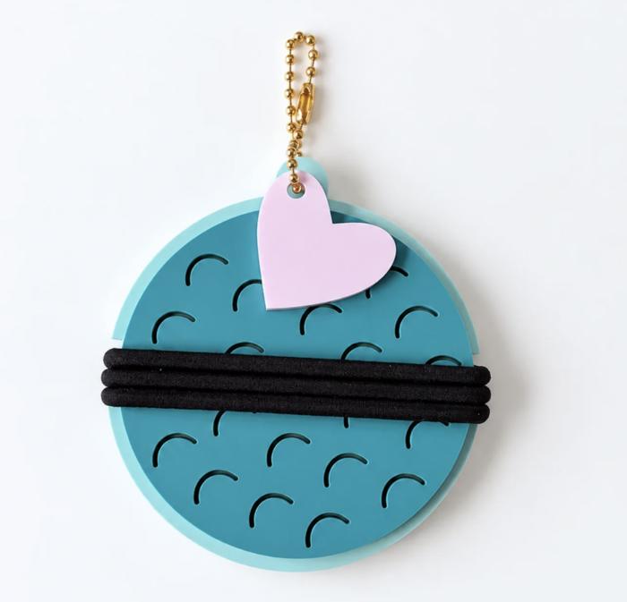 Set of 2 Personalized Hair Tie Holder Keychains - Sports