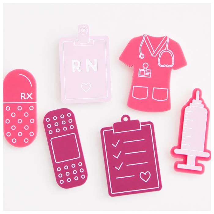 Nurse Bag Charms for Bogg Style Bags | Acrylic Nursing Accessories | RN, Scrubs, Clipboard & More | Nurse Gift