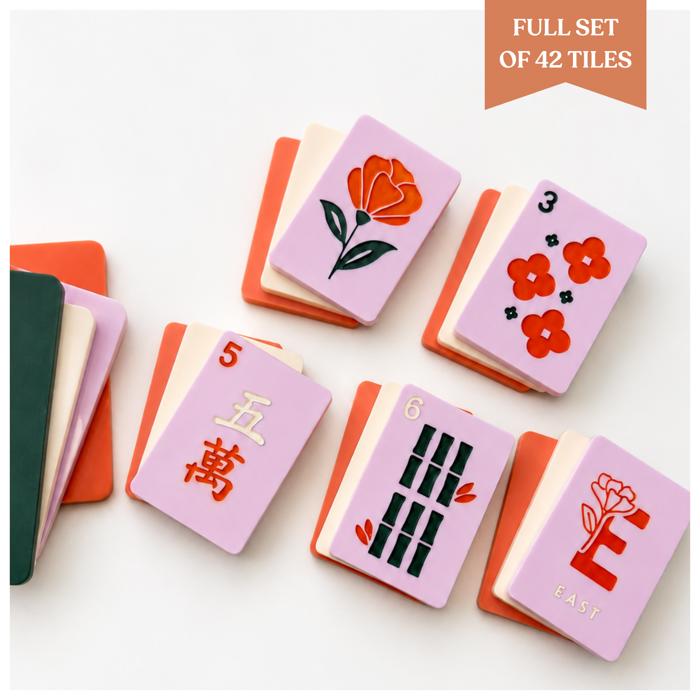 Handmade Acrylic Mahjong Tiles | Floral Mahjong Inspired Designs | Colorful Decorative Tiles | Mahjong Lover Gift