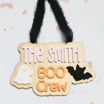 Personalized "Boo Crew" Halloween Sign – Handcrafted in the OBX
