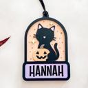  Personalized Black Cat & Pumpkin Halloween Ornament, Custom Boo Basket Tag