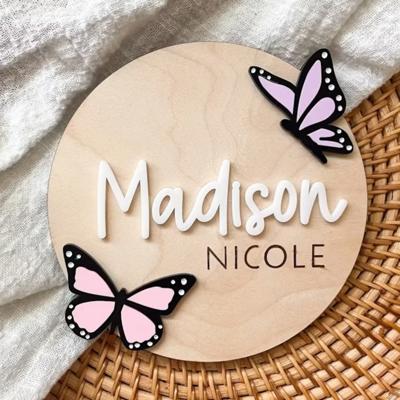 Personalized Nursery Name Sign with Butterflies | Custom Baby Girl Room Decor